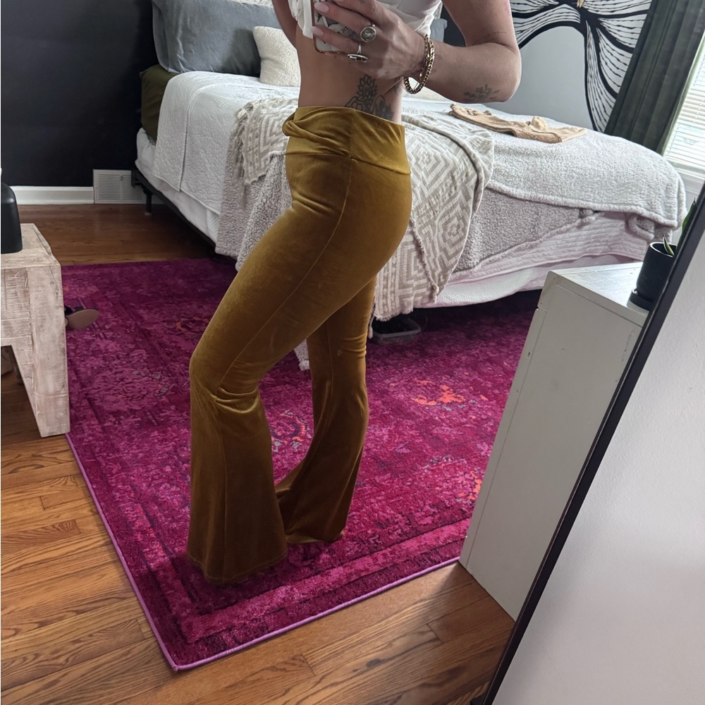 Golden Velvet Flare Pants